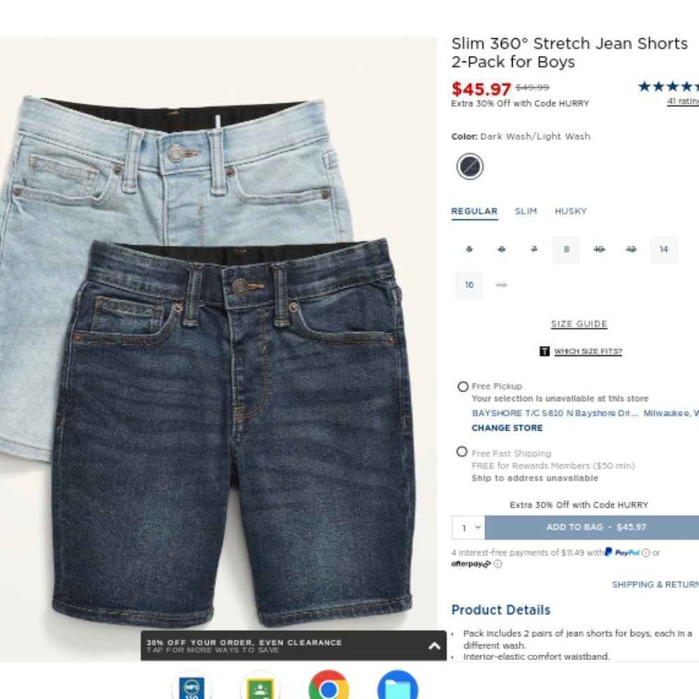 NWT Denim Shorts Big Boy Size 18 PAIR of TWO shorts